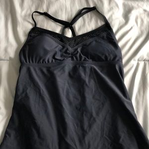 Gray/Blue Tankini with Black Trim